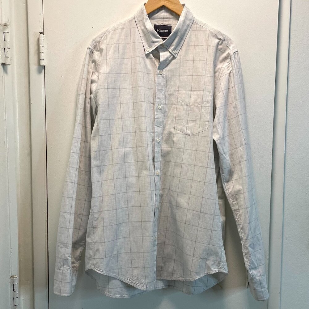 Bonobos White Plaid Casual Button Down Shirt